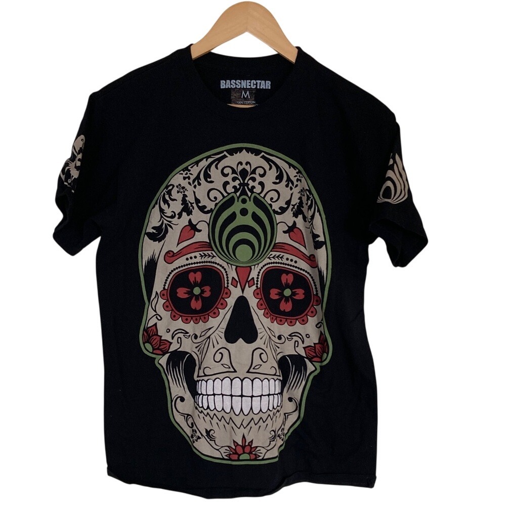 Bassnectar Black‎ Skull Graphic T-Shirt Size Medium Short Sleeve Cotton
